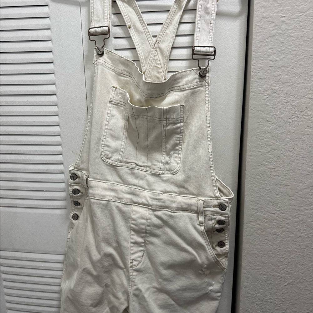 Judy Blue Cream Jean Shorts Overalls